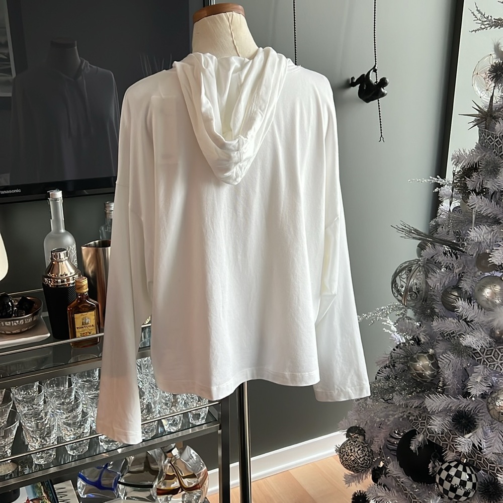 New Eileen Fisher Organic Cotton Stretch Hooded Box-Top Size XL (White) - Picture 5 of 7